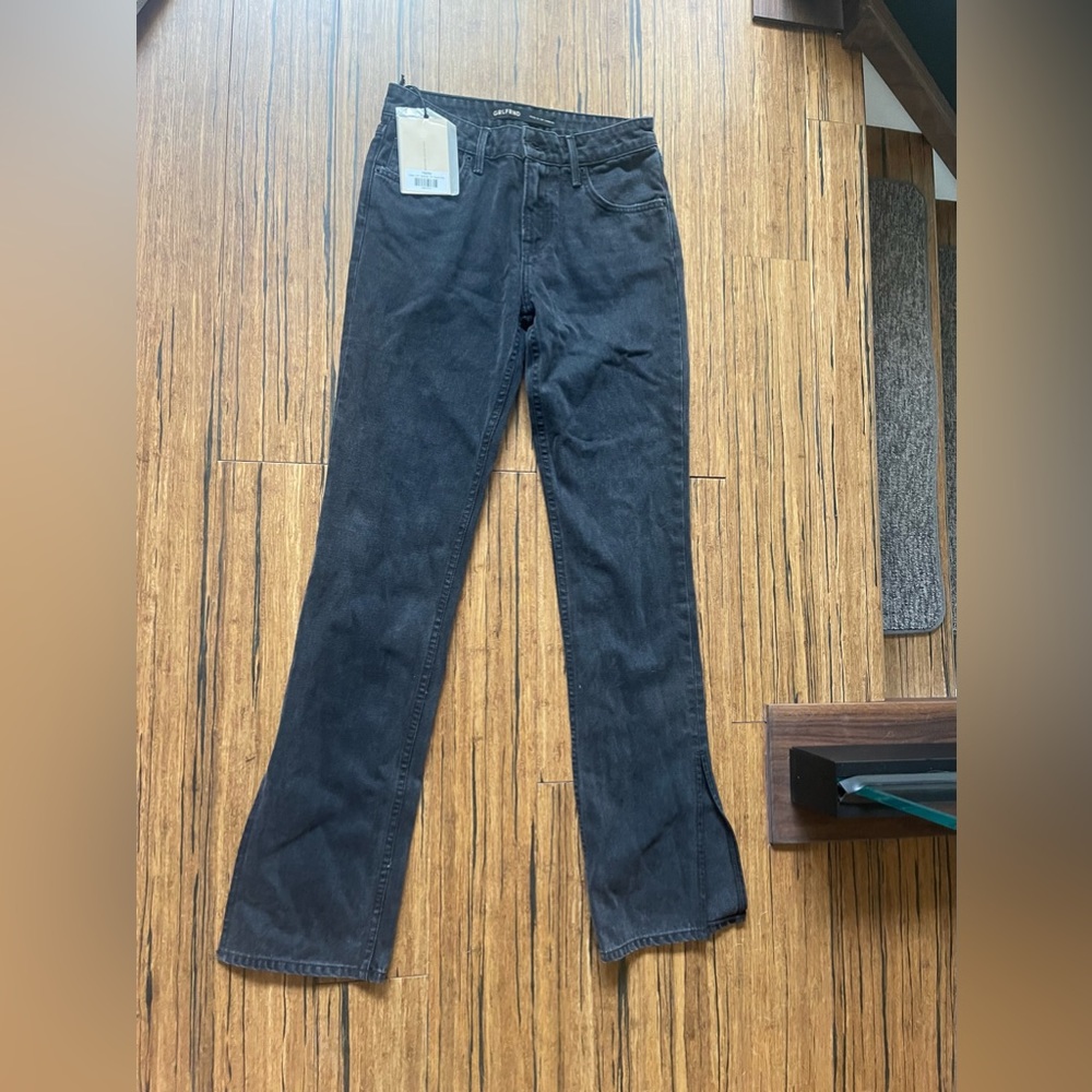 NWT GRLFRND low rise split hem Hailey jean sz 24 in Sunset Strip (washed black)
